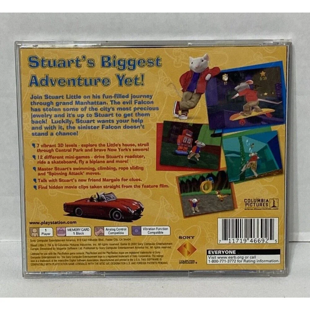 Stuart Little 2 (Sony PlayStation 1, 2002) Complete. Tested. Black Label 🔥
